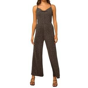 NEW GILLI lurex cowl neck jumpsuit in grey